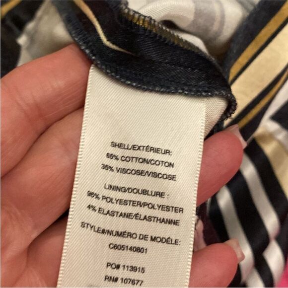 Alice + Olivia cotton/viscose Striped Wide-Leg Pants in Black, White, and Gold - Picture 6 of 6